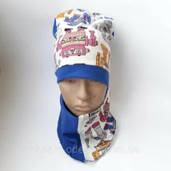 Детская трикотажная шапка с хомутом для девочки 7-11 лет