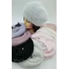 Берет АНГОРА  женский зима на флисе с украшением