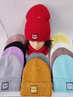 М 93064. Комплект зимний для девочки шапка и снуд , разные цвета (3-12 лет)