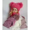 Детская шапка+шарф на флисе для девочки р 46-48