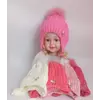 Детская шапка на флисе для девочки с натуральным мехом р 46-52