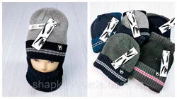 М 94029 Комплект для мальчика, подростка шапка домик на флисе и снуд, разные цвета