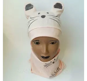 Детская трикотажная шапка  с хамутом  3-5лет